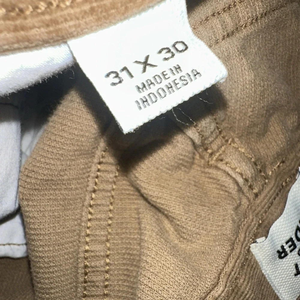 Flint and Tinder Pants Mens Fit 31/28 Brown Corduroy Straight Fit Mid Rise